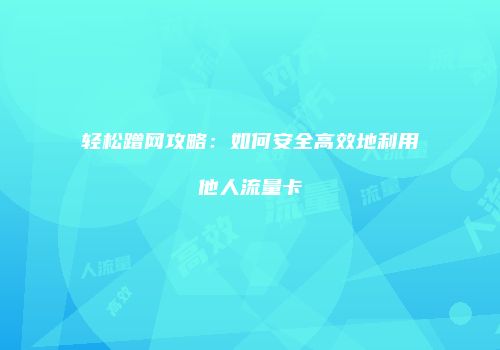 轻松蹭网攻略：如何安全高效地利用他人流量卡