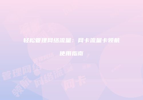 轻松管理网络流量：网卡流量卡领航使用指南