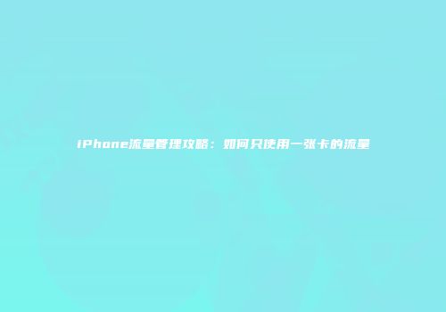 iPhone流量管理攻略：如何只使用一张卡的流量