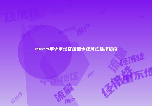 2025年中东地区流量卡经济性选择指南