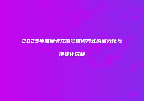 2025年流量卡充值号查询方式的多元化与便捷化展望