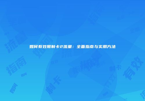 如何有效限制卡2流量：全面指南与实用方法
