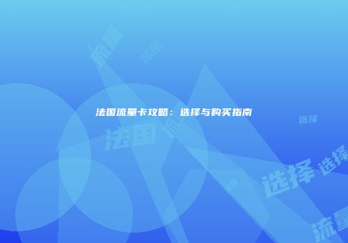 法国流量卡攻略：选择与购买指南