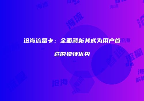沧海流量卡：全面解析其成为用户首选的独特优势