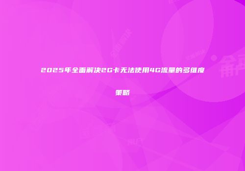2025年全面解决2G卡无法使用4G流量的多维度策略