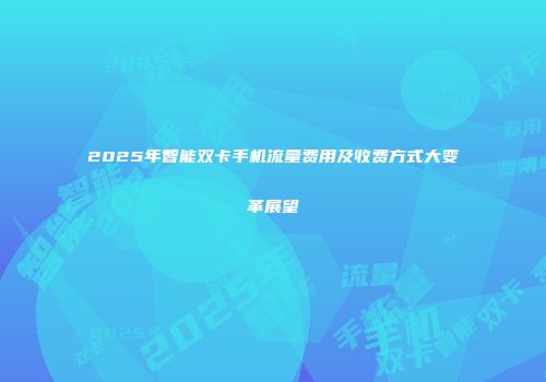 2025年智能双卡手机流量费用及收费方式大变革展望
