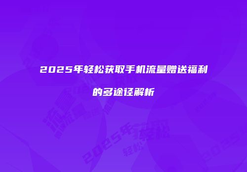 2025年轻松获取手机流量赠送福利的多途径解析