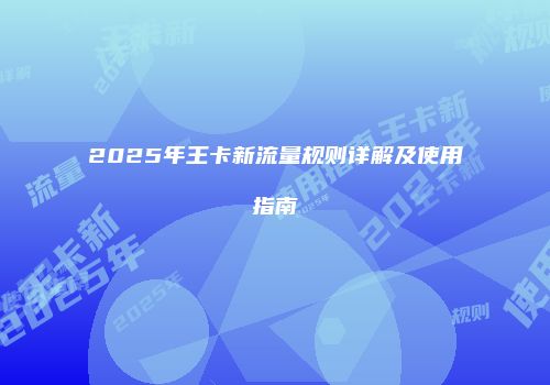 2025年王卡新流量规则详解及使用指南