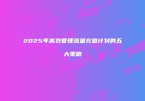 2025年高效管理流量充值计划的五大策略