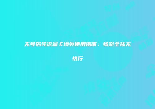 无号码纯流量卡境外使用指南：畅游全球无忧行