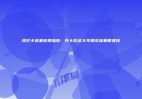 纱灯卡流量使用指南：开卡后多久可用及流量管理技巧