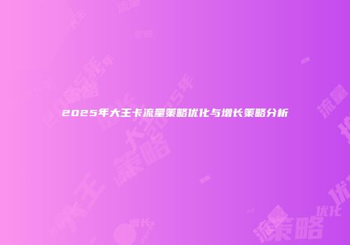 2025年大王卡流量策略优化与增长策略分析