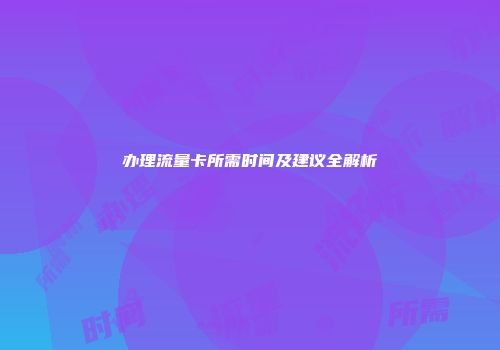 办理流量卡所需时间及建议全解析