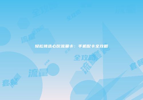 轻松挑选心仪流量卡：手机配卡全攻略