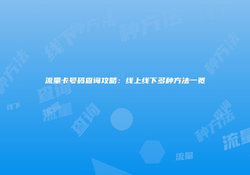 流量卡号码查询攻略：线上线下多种方法一览