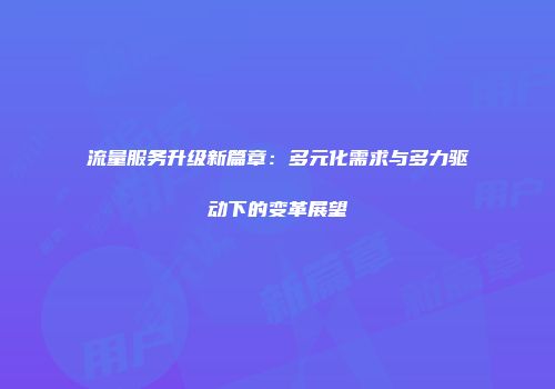 流量服务升级新篇章：多元化需求与多力驱动下的变革展望