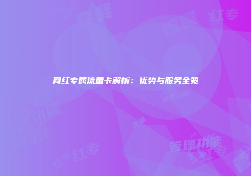 网红专属流量卡解析：优势与服务全览