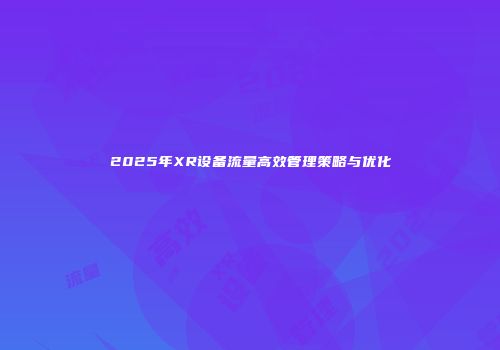 2025年XR设备流量高效管理策略与优化