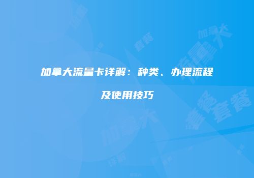 加拿大流量卡详解：种类、办理流程及使用技巧