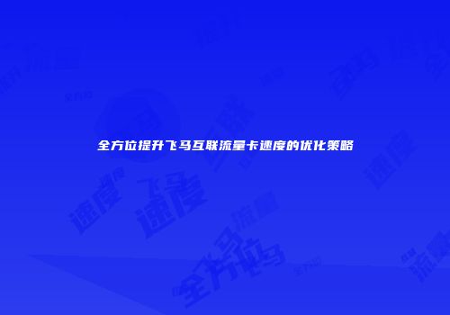 全方位提升飞马互联流量卡速度的优化策略