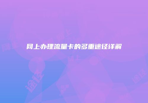 网上办理流量卡的多重途径详解