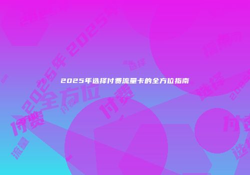 2025年选择付费流量卡的全方位指南