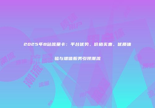 2025年B站流量卡：平台优势、价格实惠、优质体验与增值服务引领潮流
