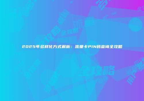 2025年多样化方式解析：流量卡PIN码查询全攻略