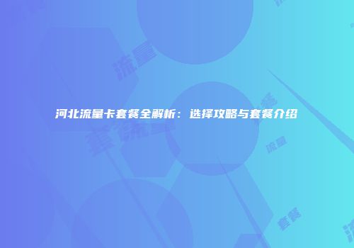 河北流量卡套餐全解析：选择攻略与套餐介绍