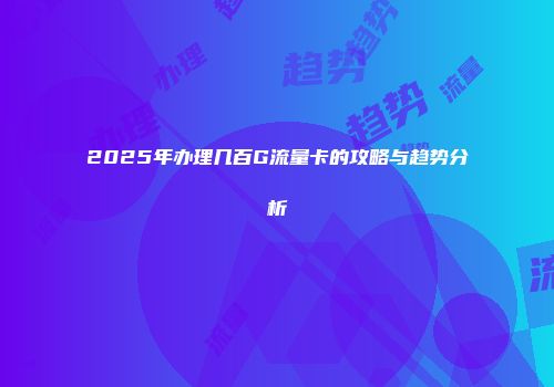 2025年办理几百G流量卡的攻略与趋势分析