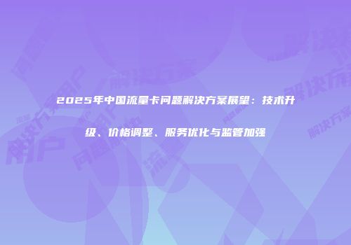 2025年中国流量卡问题解决方案展望：技术升级、价格调整、服务优化与监管加强