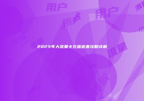 2025年大流量卡充值优惠攻略详解