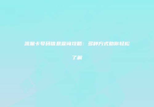 流量卡号码信息查询攻略：多种方式助你轻松了解