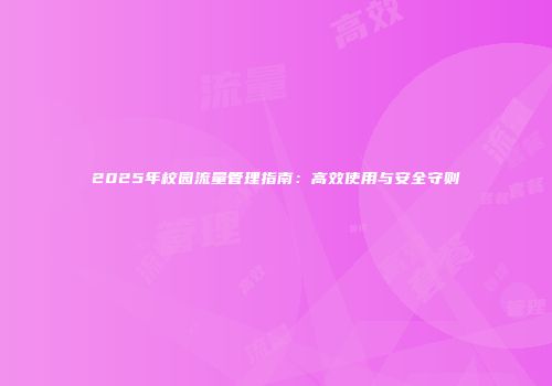 2025年校园流量管理指南：高效使用与安全守则