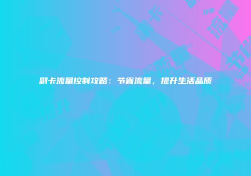 副卡流量控制攻略：节省流量，提升生活品质