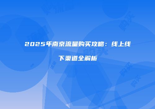 2025年南京流量购买攻略：线上线下渠道全解析