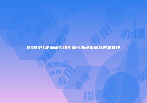 2025年湖南省专用流量卡办理指南与注意事项