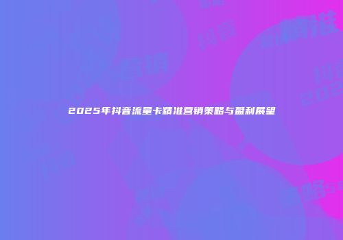 2025年抖音流量卡精准营销策略与盈利展望