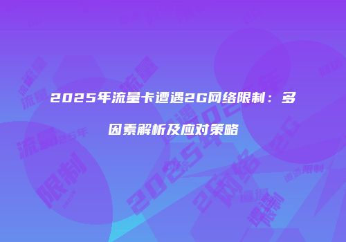 2025年流量卡遭遇2G网络限制：多因素解析及应对策略