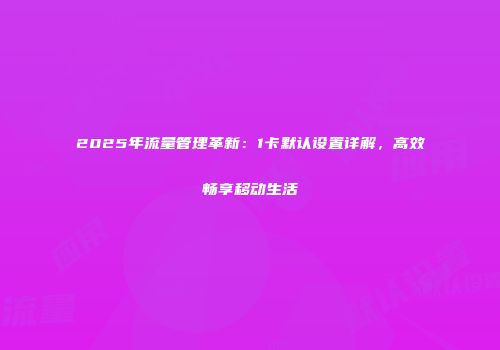 2025年流量管理革新：1卡默认设置详解，高效畅享移动生活