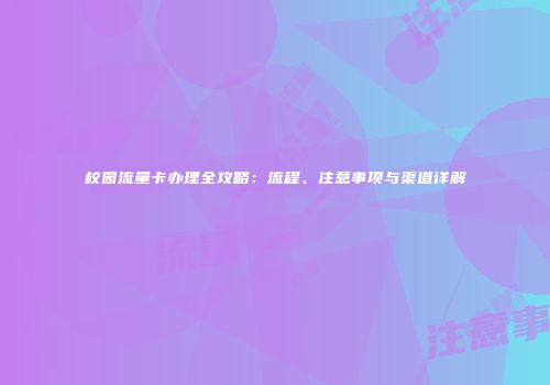 校园流量卡办理全攻略：流程、注意事项与渠道详解