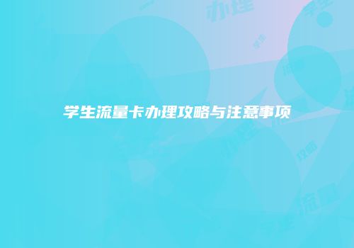 学生流量卡办理攻略与注意事项