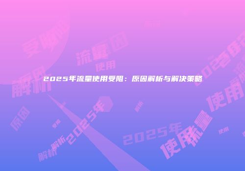 2025年流量使用受阻：原因解析与解决策略