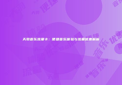 天羽音乐流量卡：便捷音乐体验与流量优惠解析