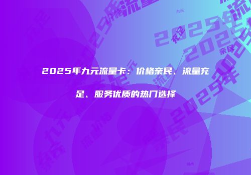 2025年九元流量卡：价格亲民、流量充足、服务优质的热门选择