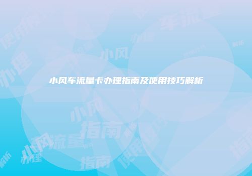小风车流量卡办理指南及使用技巧解析