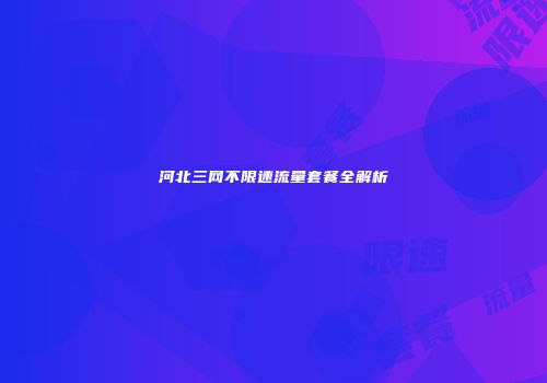 河北三网不限速流量套餐全解析