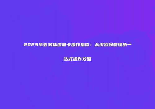 2025年影豹插流量卡操作指南：从识别到管理的一站式操作攻略