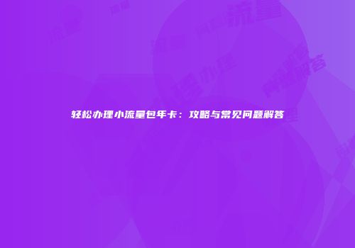 轻松办理小流量包年卡：攻略与常见问题解答