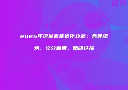 2025年流量套餐优化攻略：合理规划、充分利用、精明选择